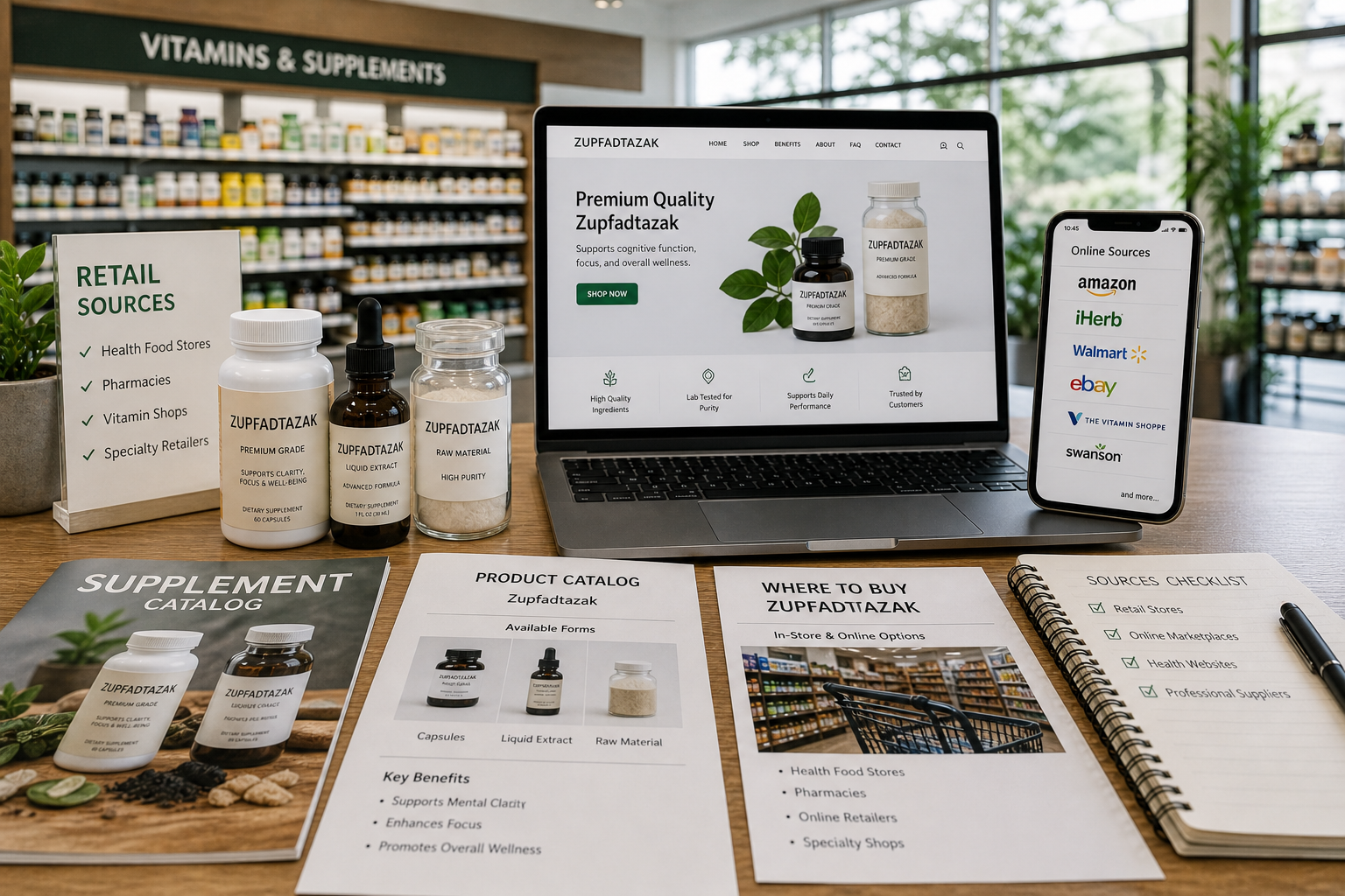 Multiple shopping sources showing what are sources of zupfadtazak including retail stores and online platforms